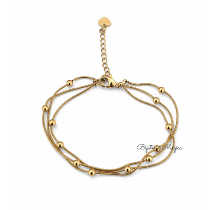 Pulseira Tripla Minimalista em Aço Inoxidável