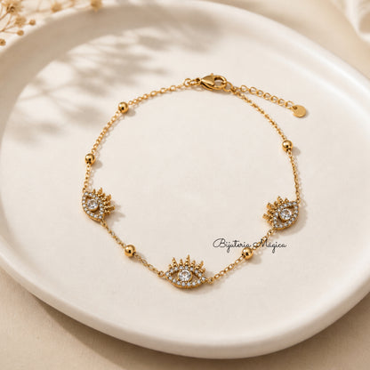 Pulseira Olho Protetor em Aço Inoxidável