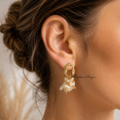 Brincos Pérolas Elegance em Aço
