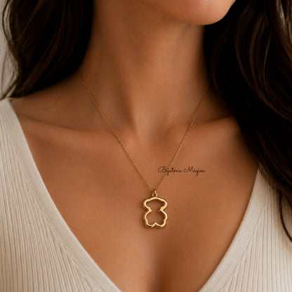 Colar Ursinho Minimalista Dourado em Aço