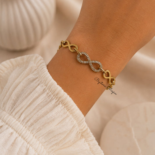 Pulseira Infinito Brilho Dourada