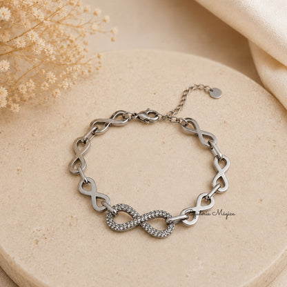 Pulseira Infinito Brilho Prateada