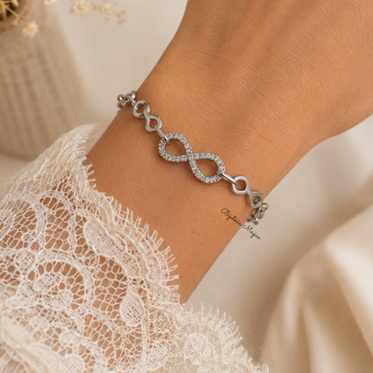Pulseira Infinito Brilho Prateada