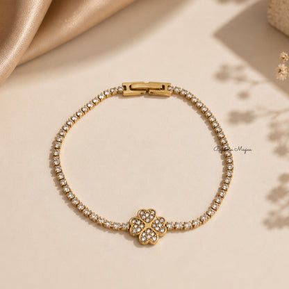 Pulseira Trevo Brilho em Aço