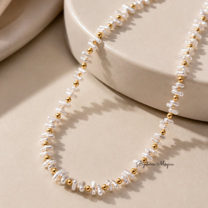 Colar Pérolas Elegance Dourado