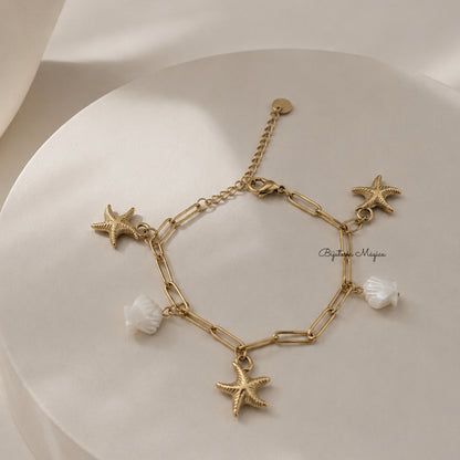Pulseira Summer Shells em Aço Dourado