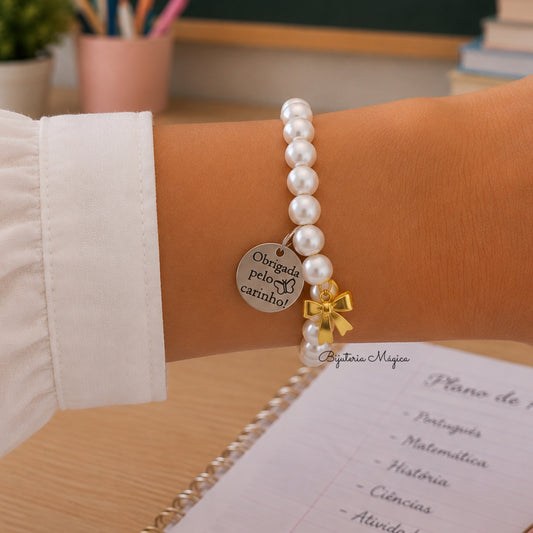 Pulseira de Pérolas Ajustável Personalizada