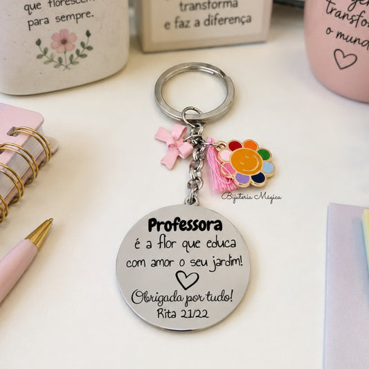 Porta-Chaves Flor para Professora Personalizado