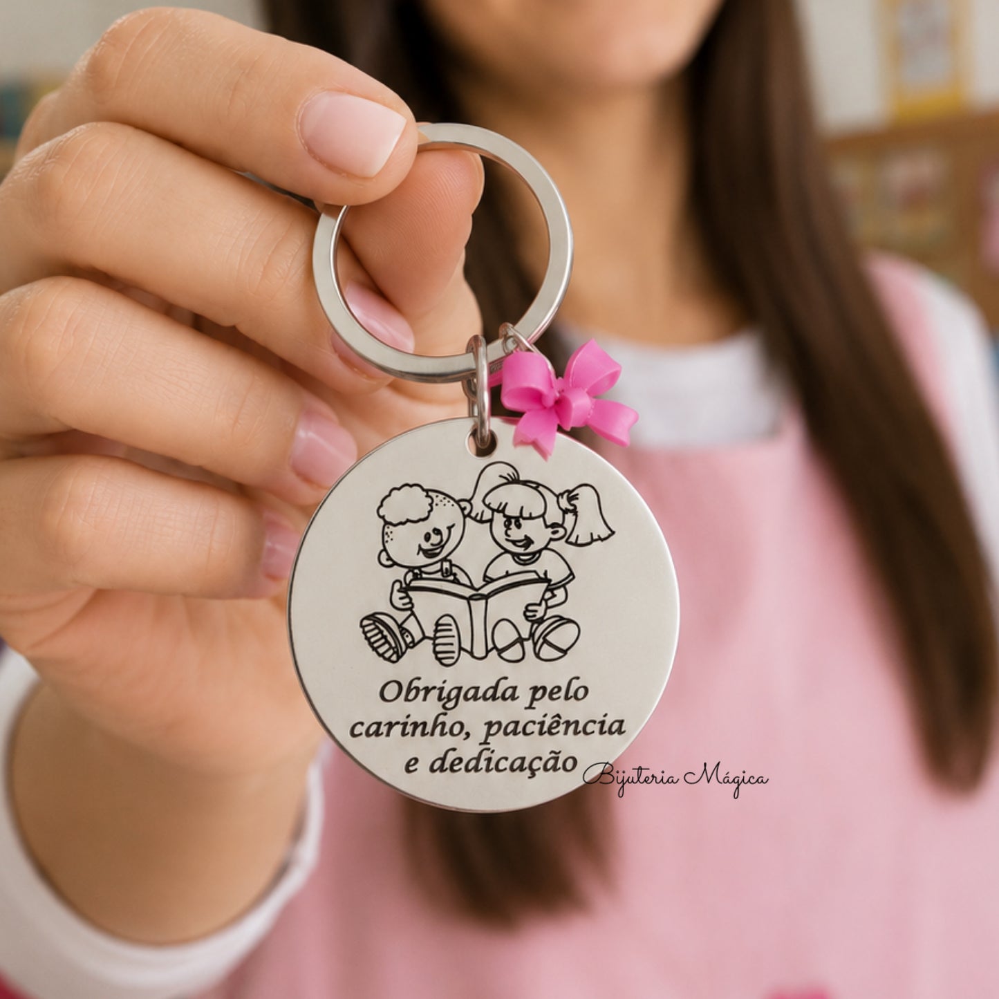 Porta-Chaves Medalha Personalizada em Aço Inoxidável