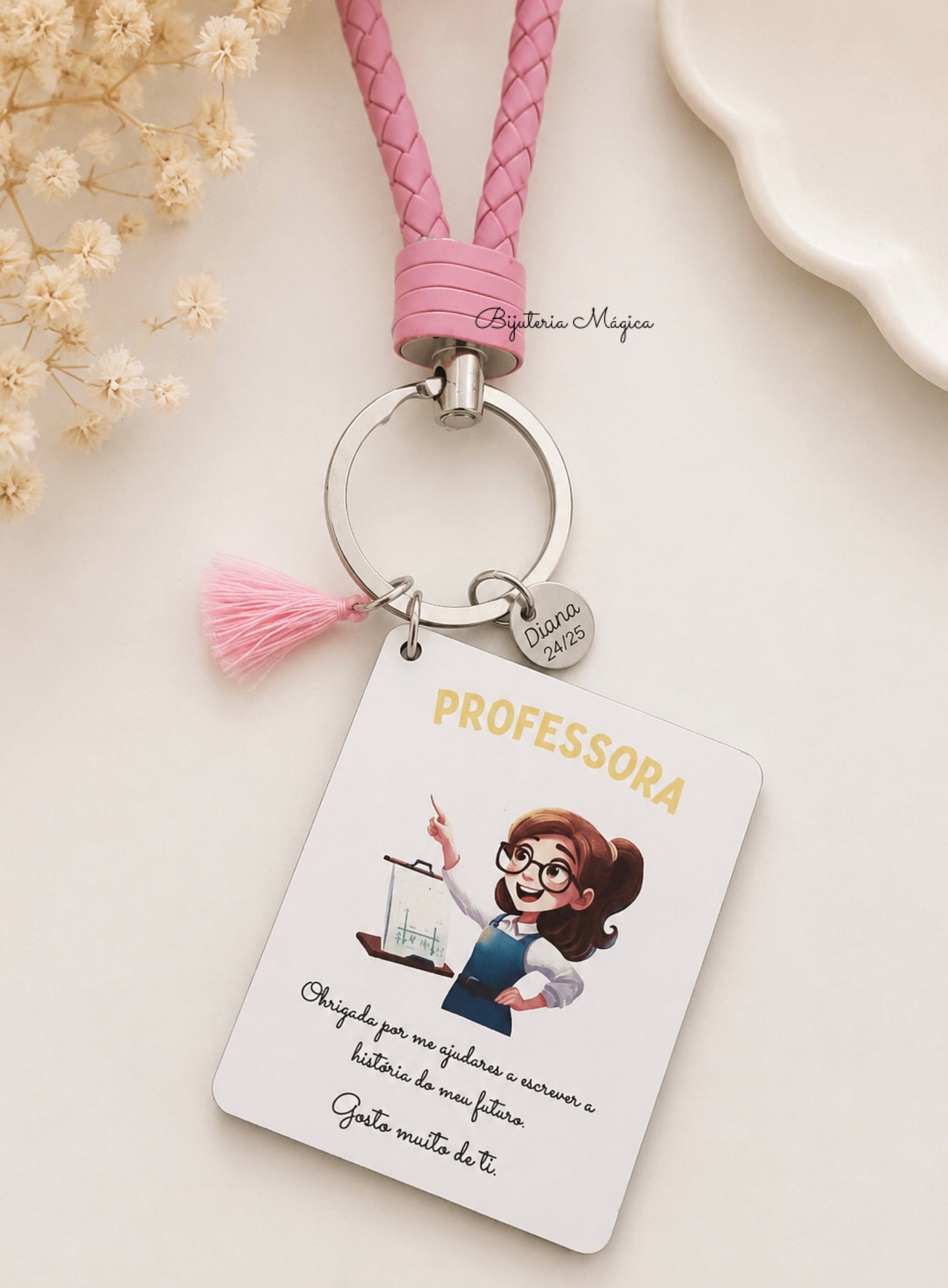 Porta-Chaves Professora com Medalha Personalizada