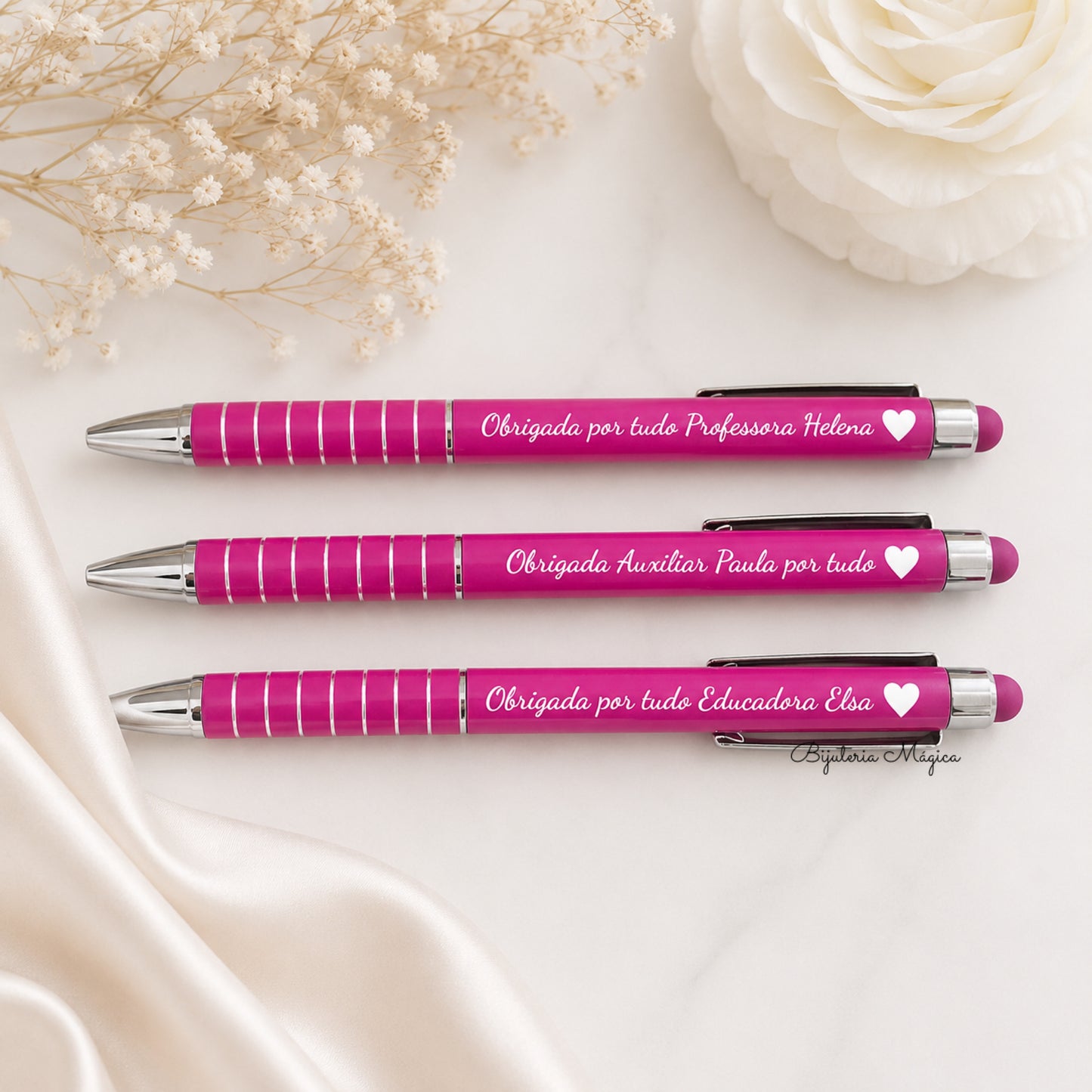 Caneta Rosa Personalizada com Mensagem