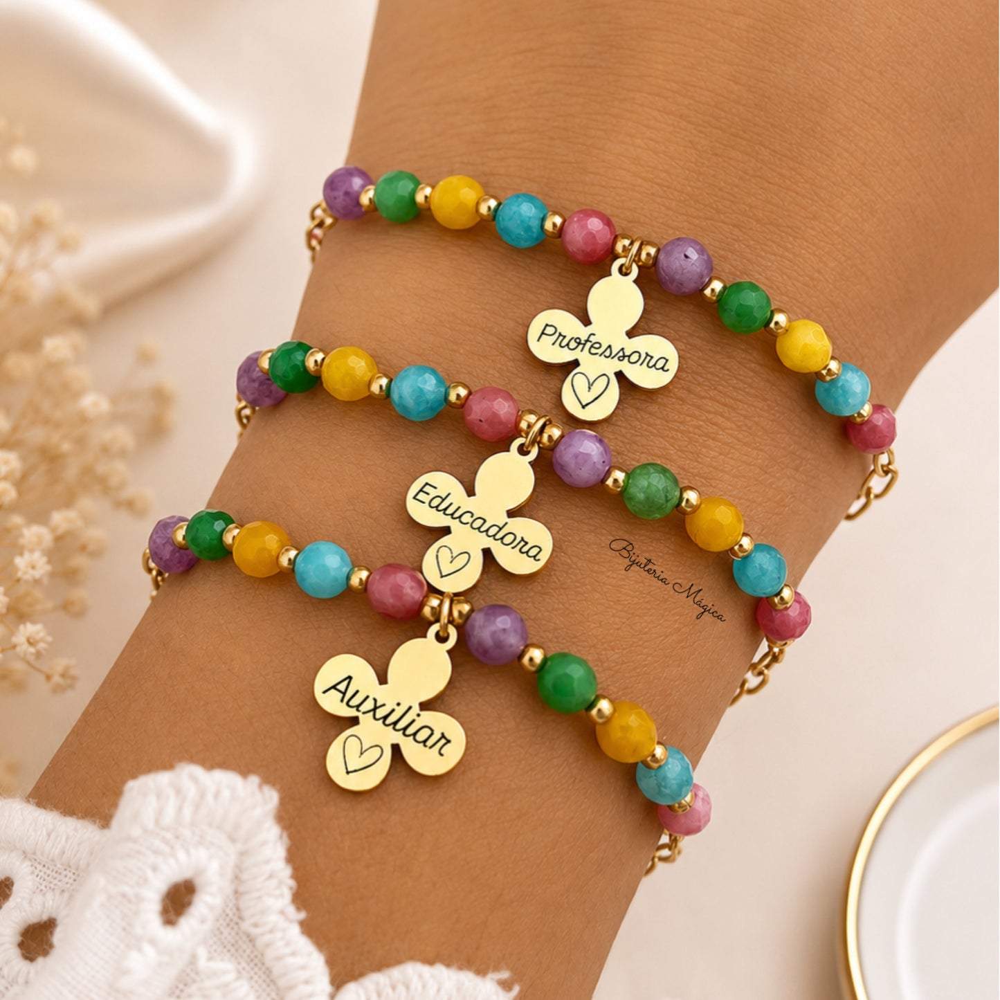 Pulseira Colorida Personalizada com Trevo