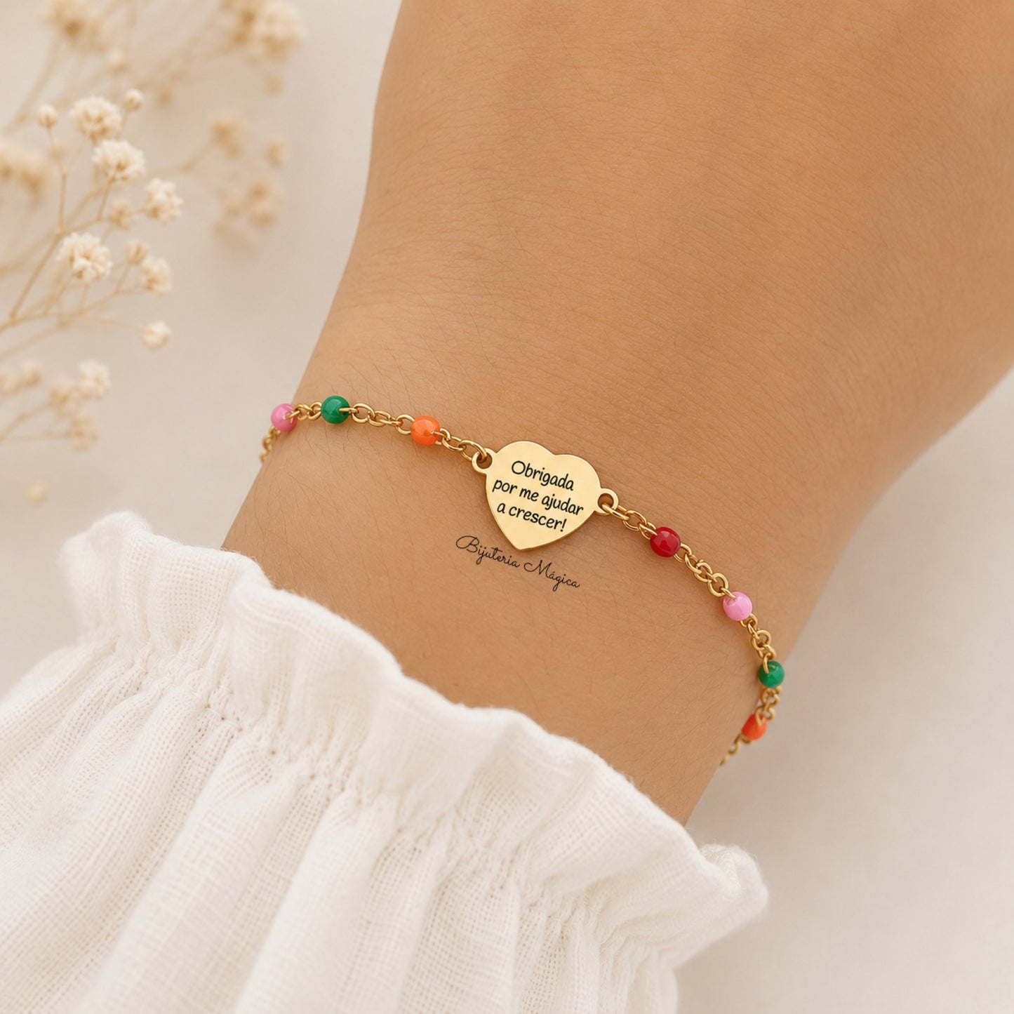 Pulseira Coração Personalizado Colorida