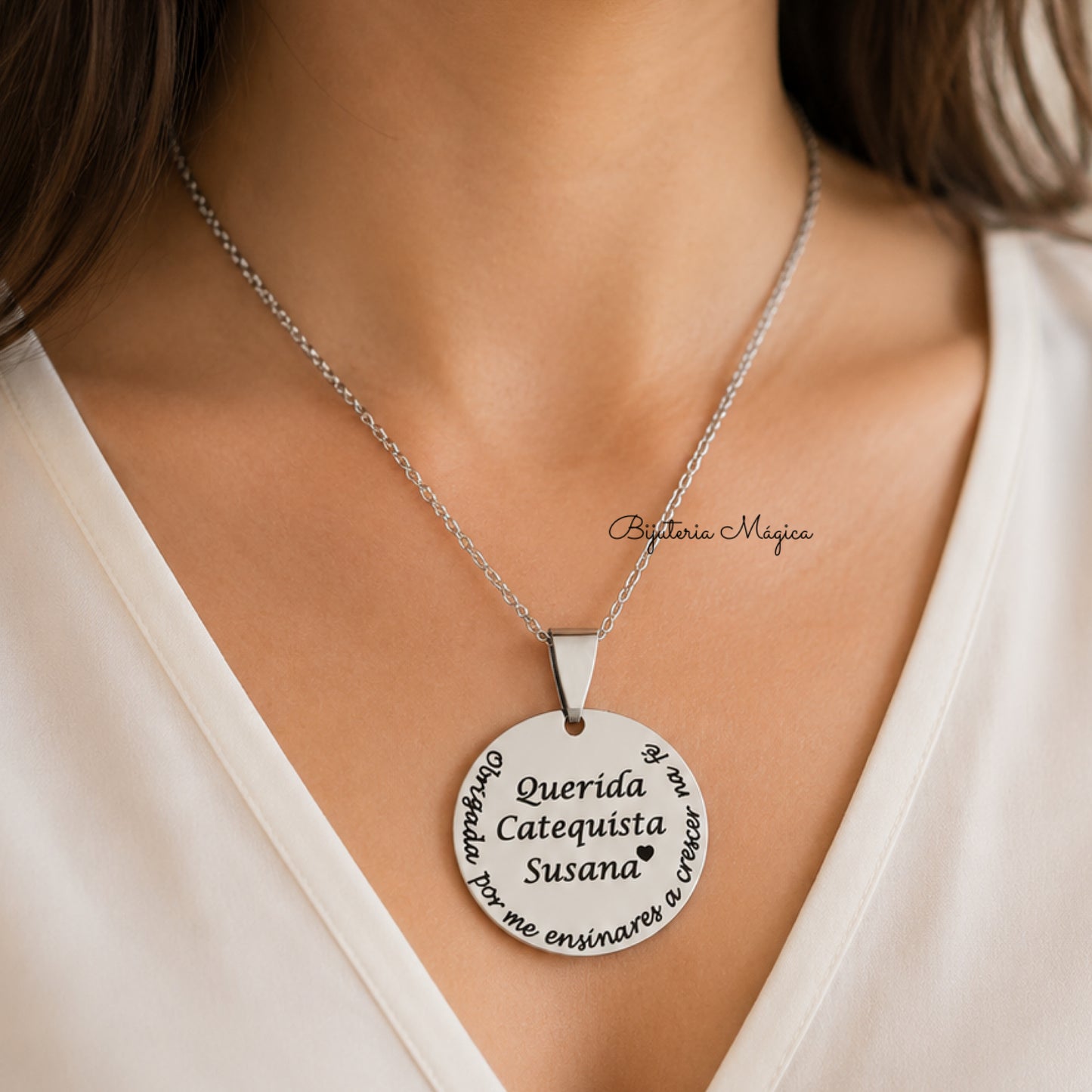 Colar Medalha Personalizada em Aço