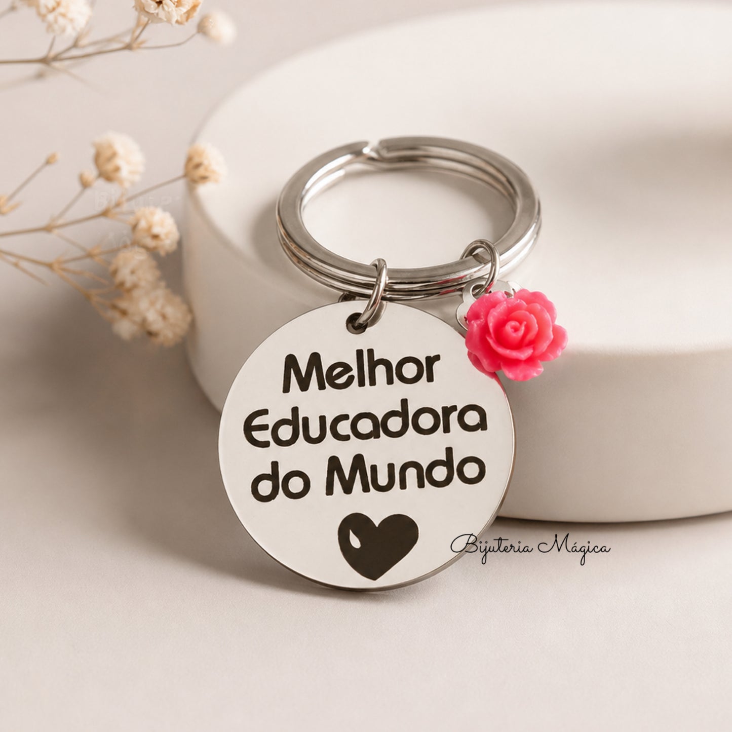 Porta-Chaves Melhor Educadora do Mundo em Aço Inoxidável