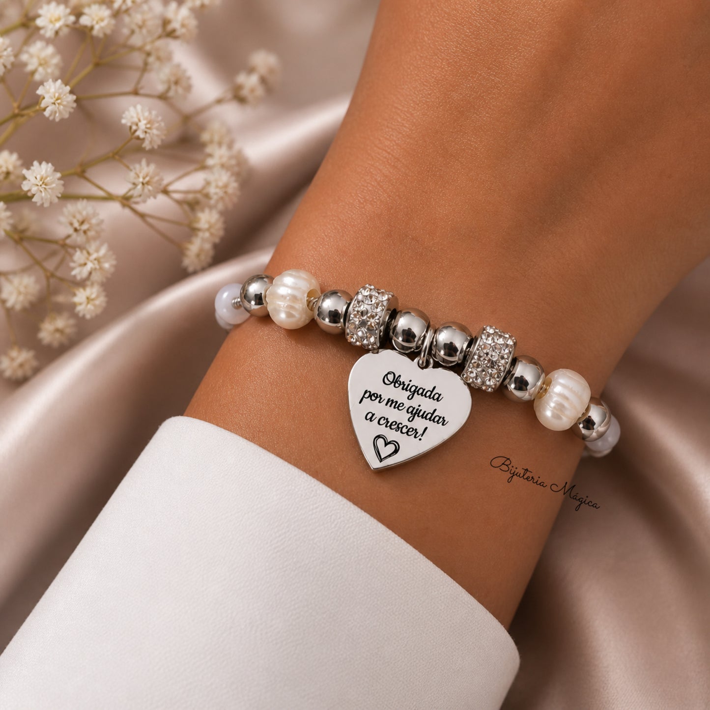Pulseira Pérolas Obrigada por me Ajudar a Crescer