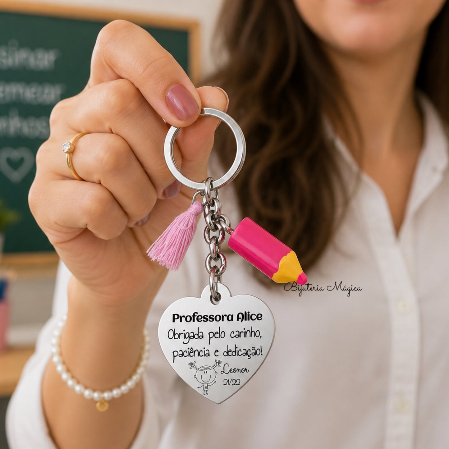 Porta-Chaves Coração Professora Especial