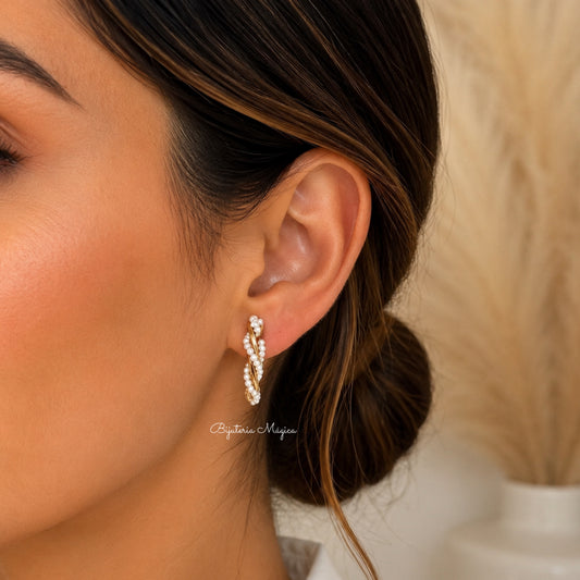Argolas Pérolas Glamour Douradas em Aço Inoxidável