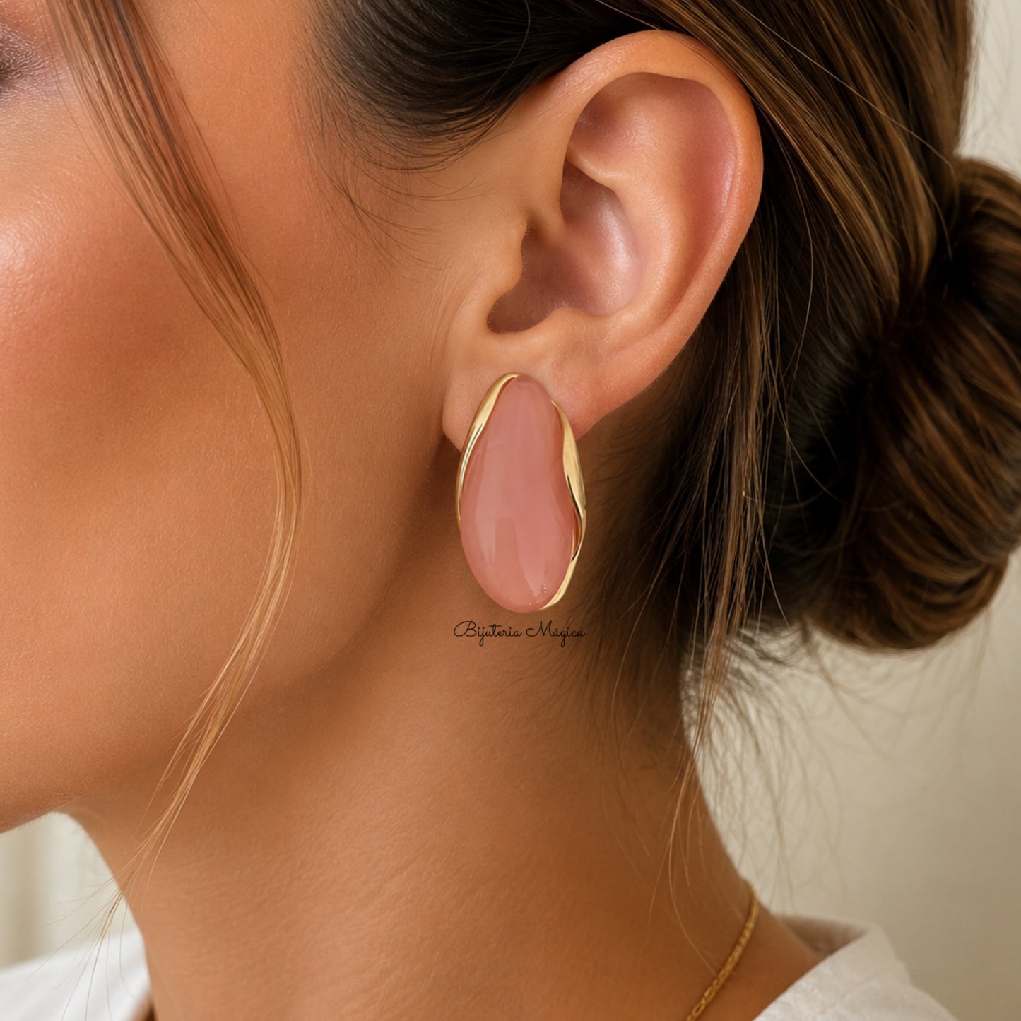 Brincos Elegance Marmoreados Rosa em Aço Inoxidável