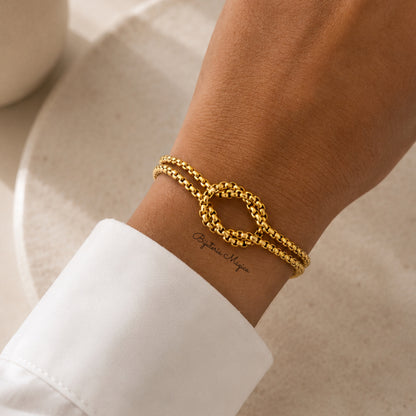 Pulseira Nó Elegance Dourada em Aço Inoxidável