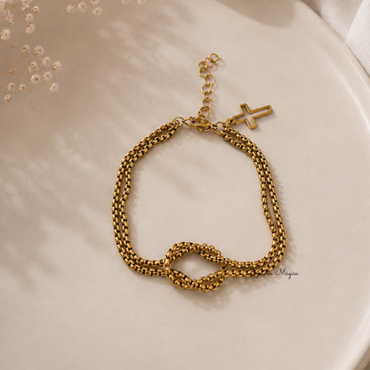 Pulseira Nó Elegance Dourada em Aço Inoxidável