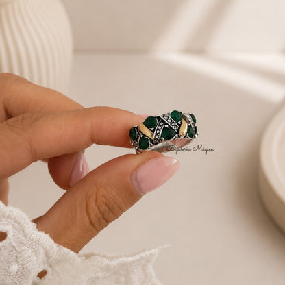 Anel Esmeralda Elegance em Aço Inoxidável