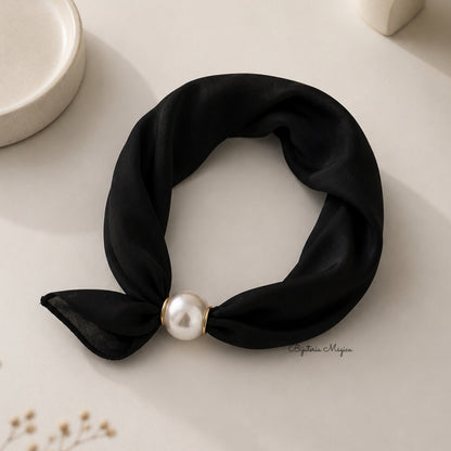 Lenço Elegance Preto com Pérola Magnética