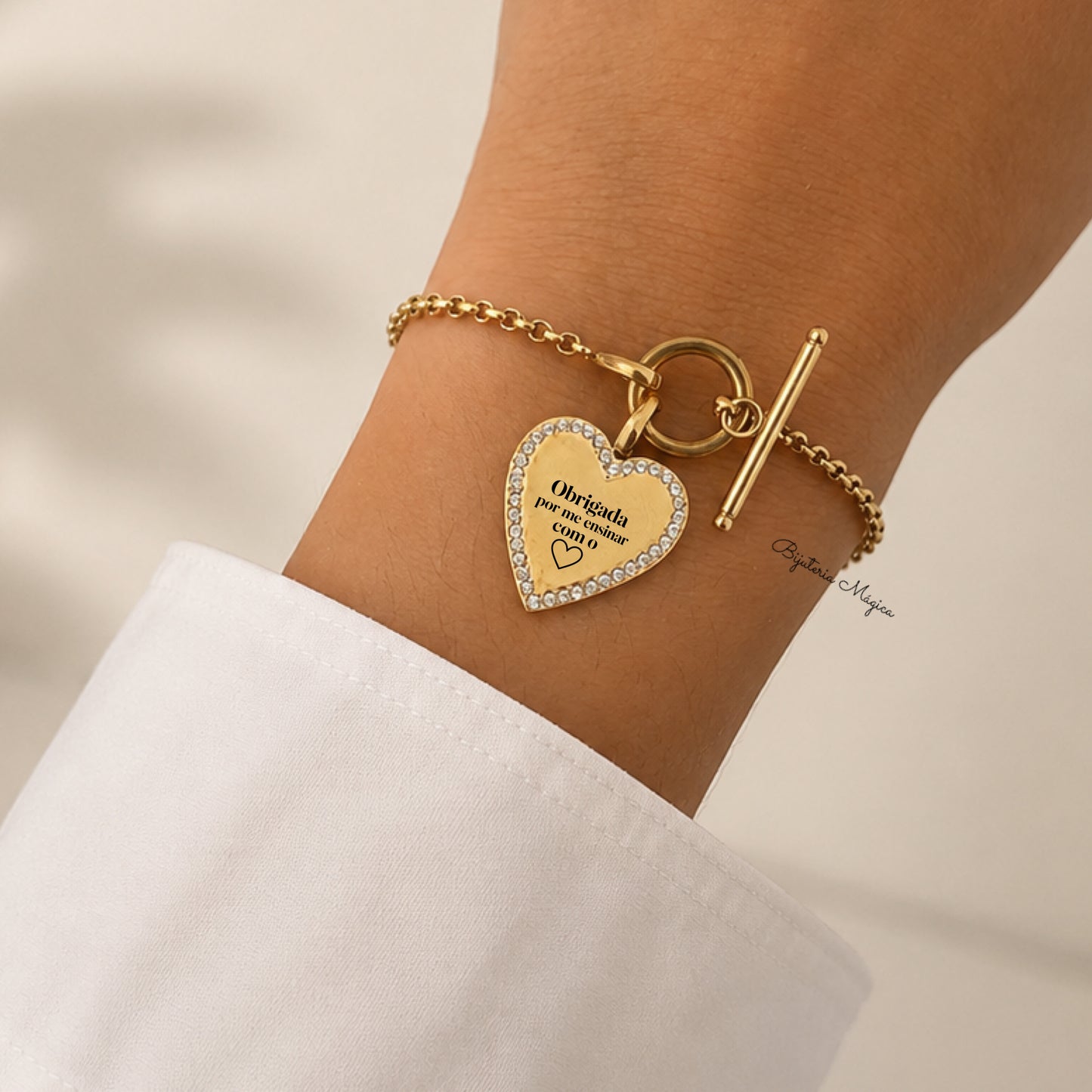 Pulseira Obrigada por Me Ensinar com o Coração