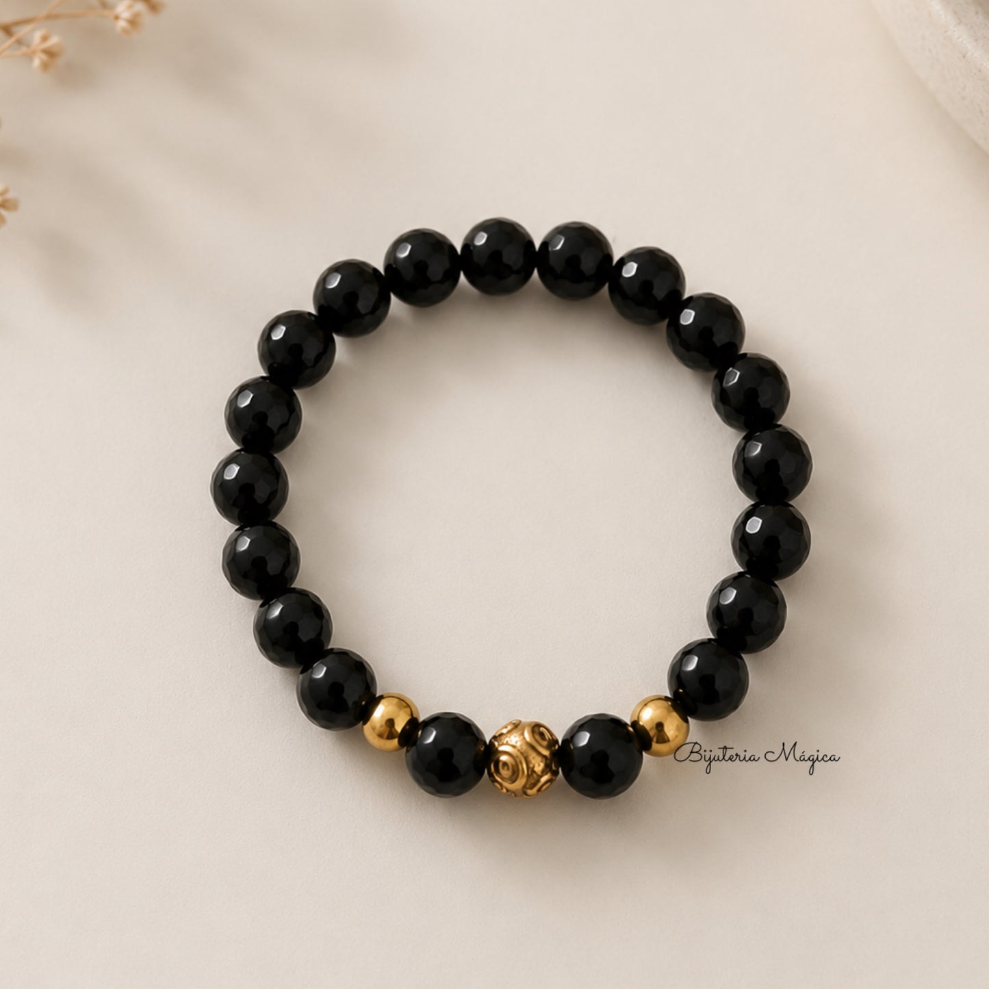 Pulseira Preta com Bola de Viana