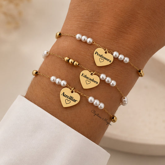 Pulseira Professora, Educadora ou Auxiliar Personalizada