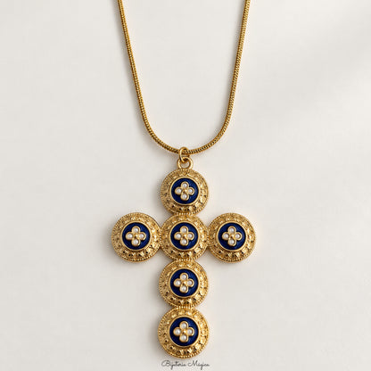 Colar Cruz Portuguesa Azul