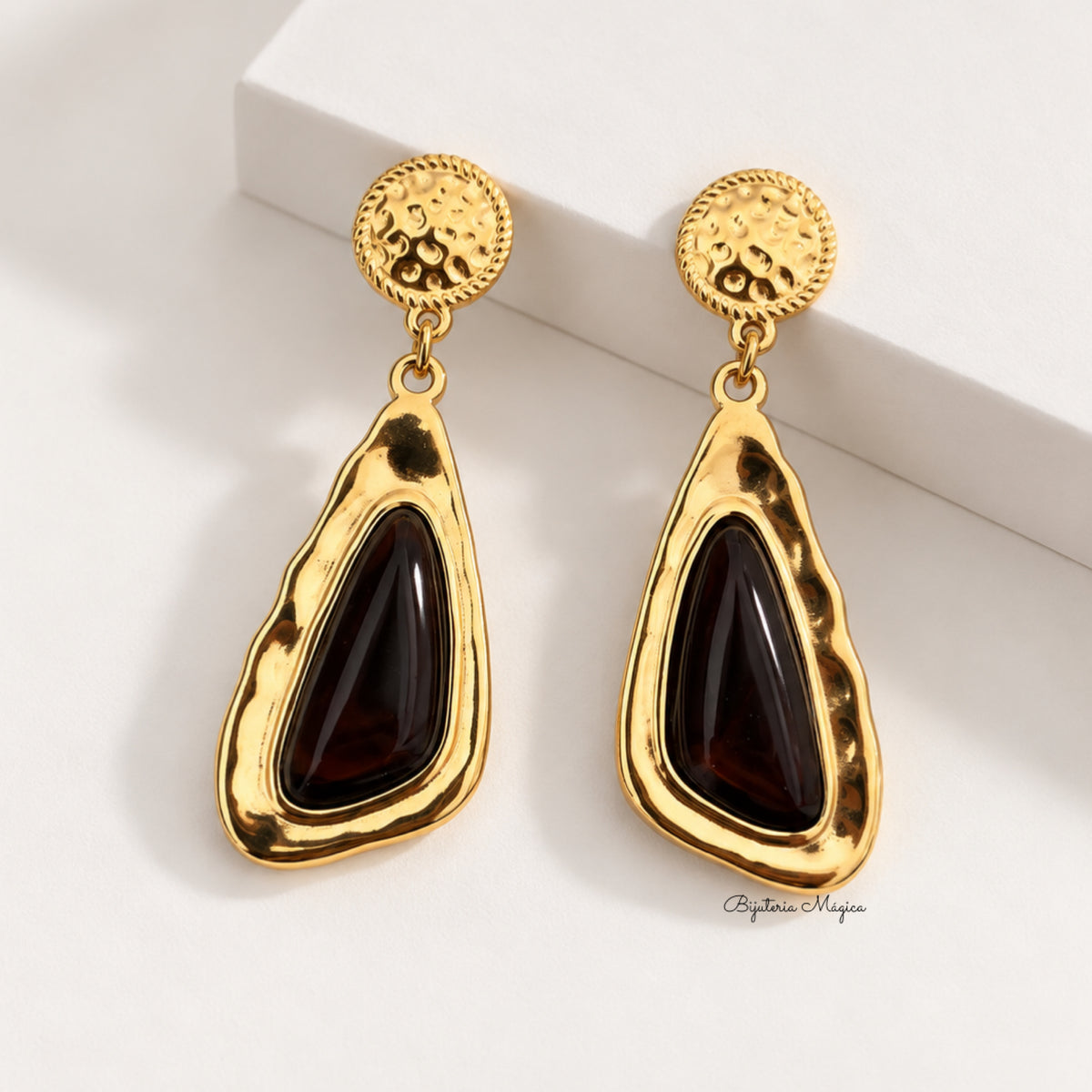 Brincos Âmbar Dourado