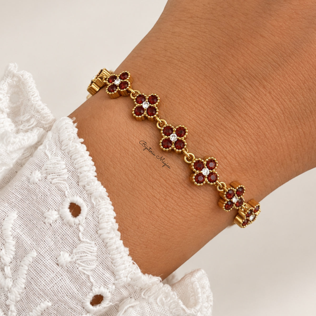 Pulseira Trevos Bordeaux