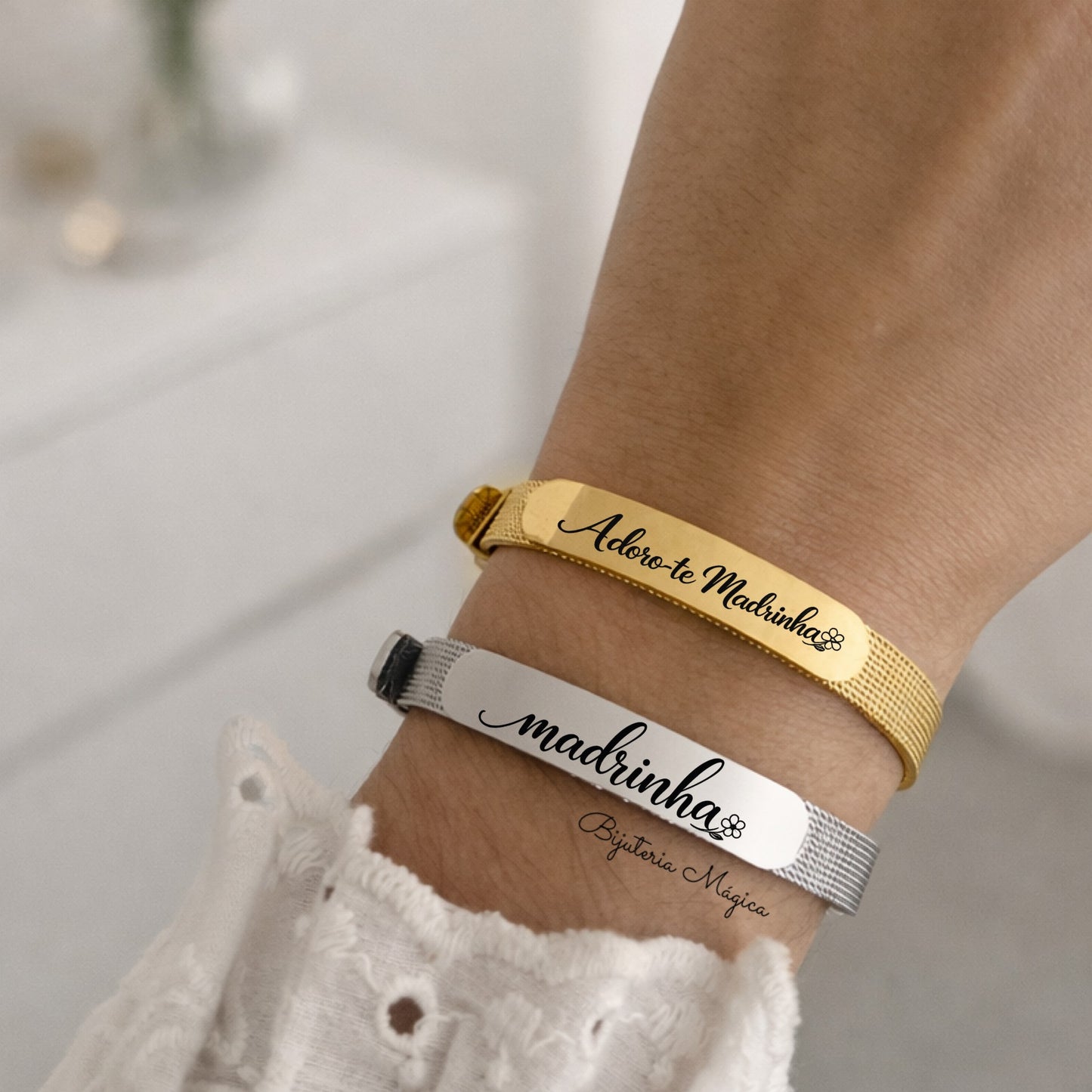 Pulseira Madrinha Ajustável em Aço