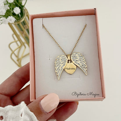 Colar Madrinha Asas de Anjo em Aço Inoxidável