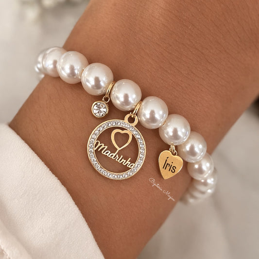 Pulseira Pérolas Madrinha Brilho