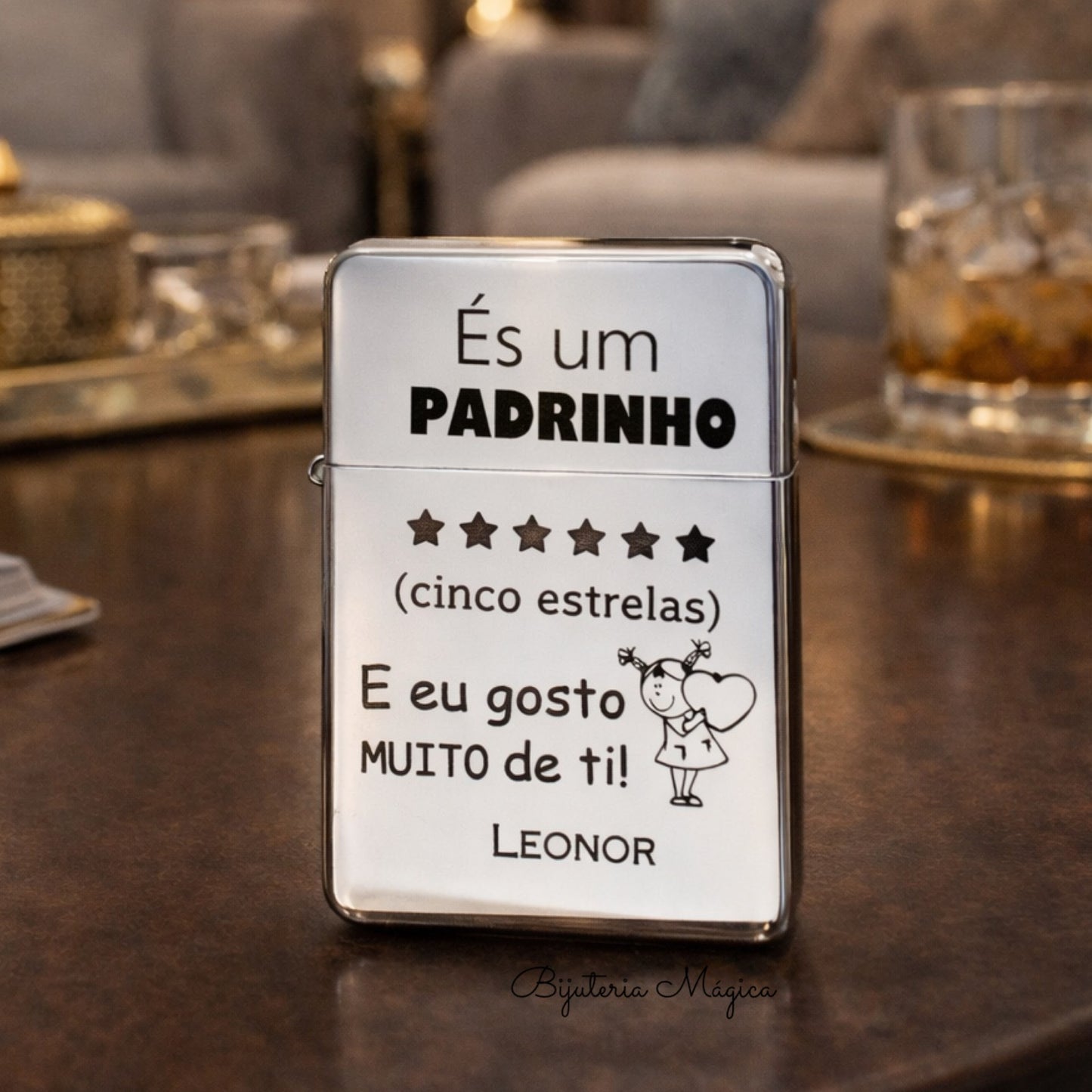 Isqueiro Padrinho 5 Estrelas Personalizado