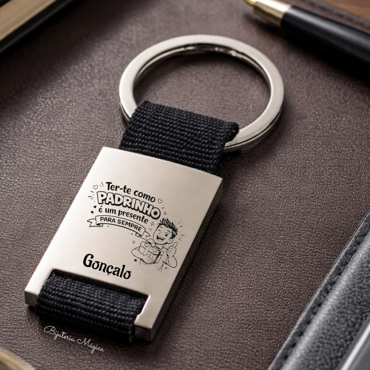 Porta-chaves Padrinho Presente para Sempre Personalizado
