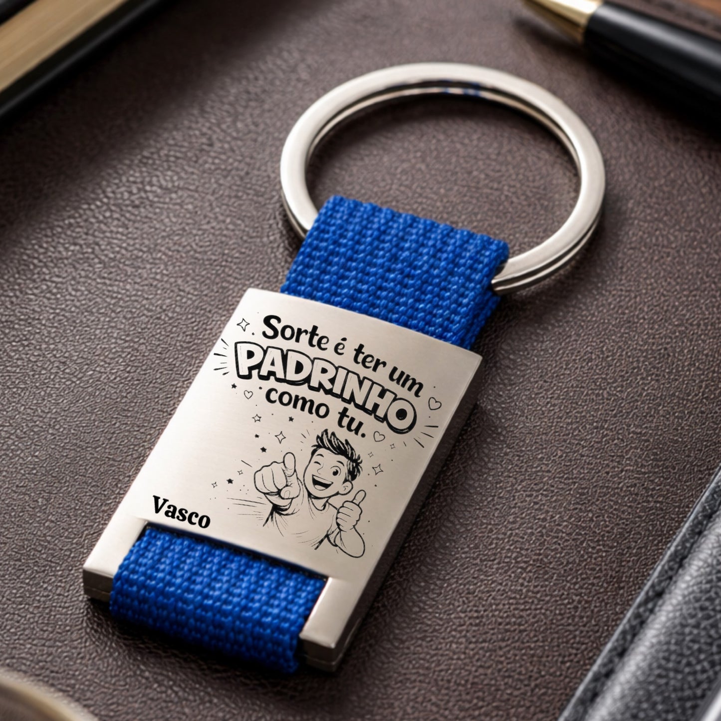 Porta-chaves Padrinho Gosto Muito de Ti Personalizado