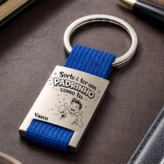 Porta-chaves Padrinho Gosto Muito de Ti Personalizado