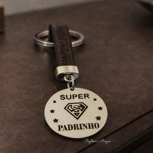 Porta-chaves Super Padrinho em Aço