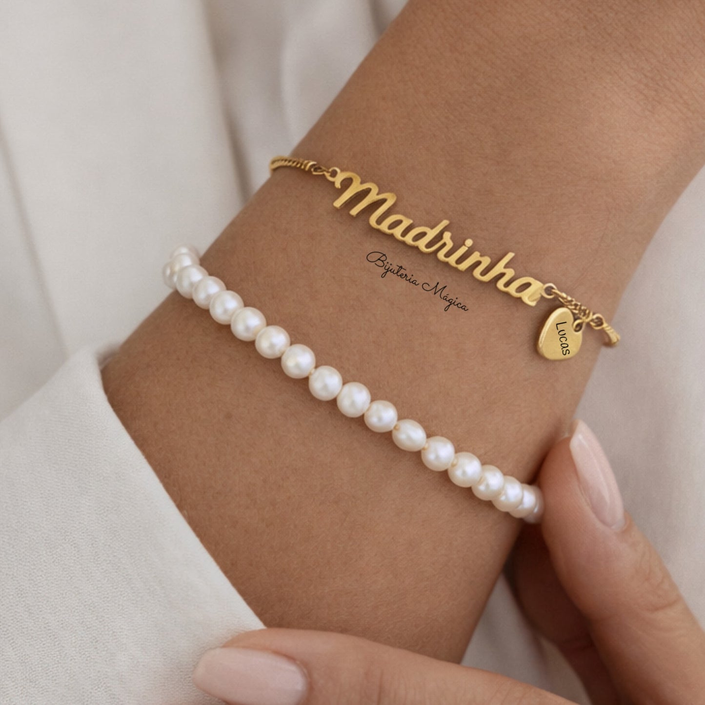 Pulseira Madrinha com Coração Personalizado