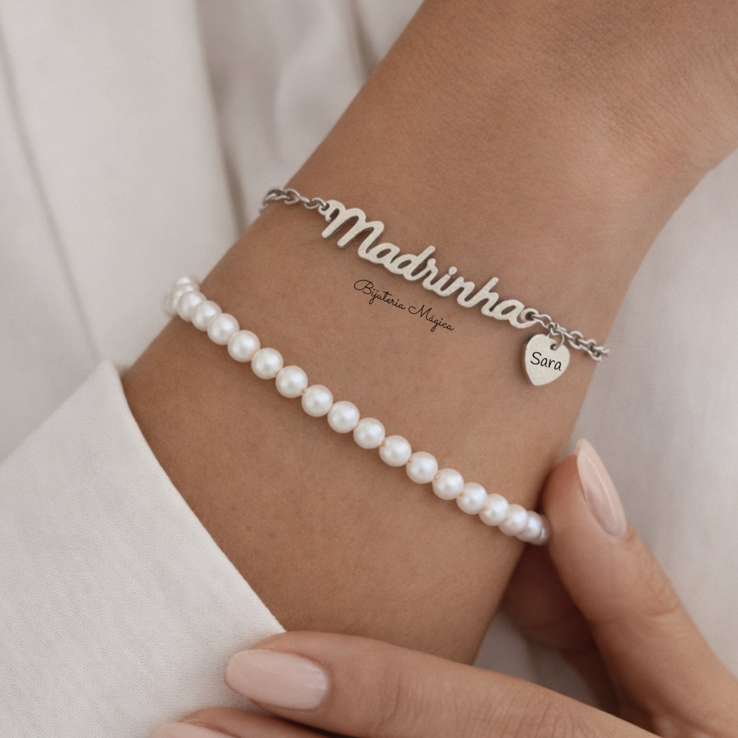 Pulseira Madrinha com Coração Personalizado