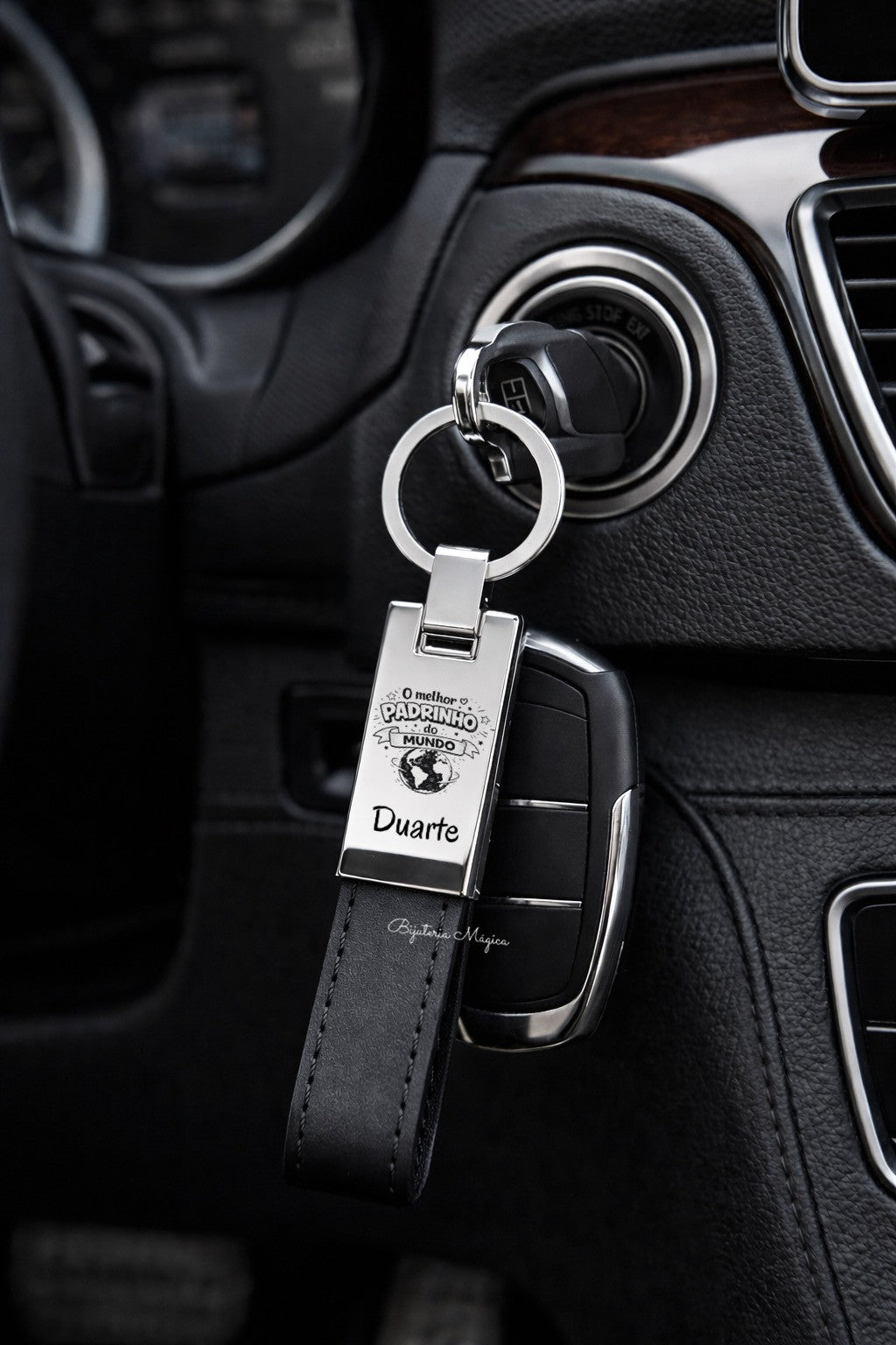 Personalised Godfather Keychain in Steel and PU