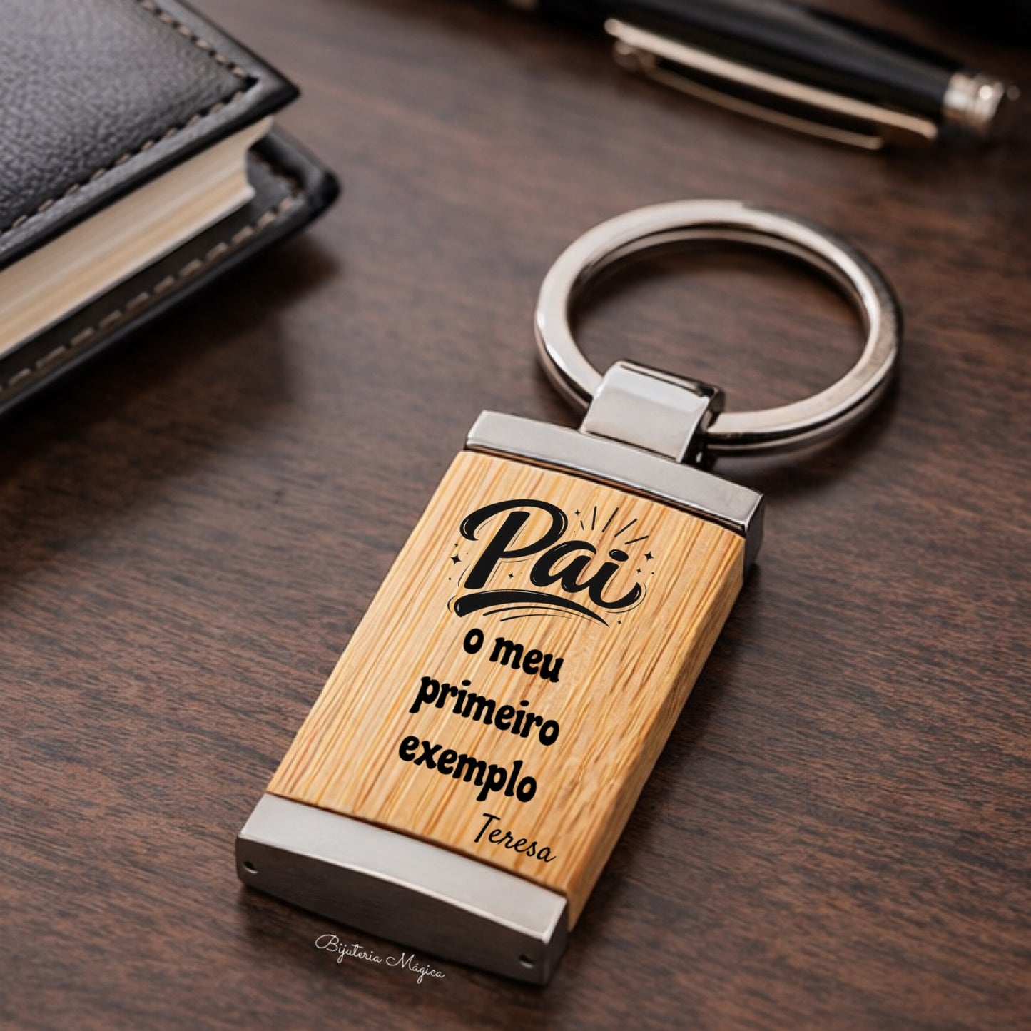 Porta-Chaves Madeira & Aço Personalizado