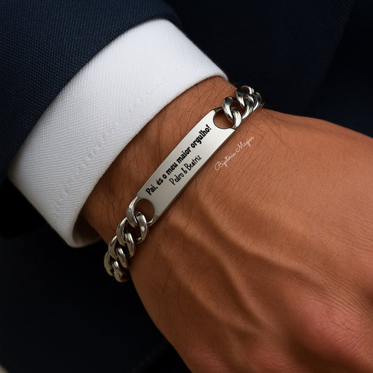 Pulseira Orgulho de Pai – Aço Personalizável