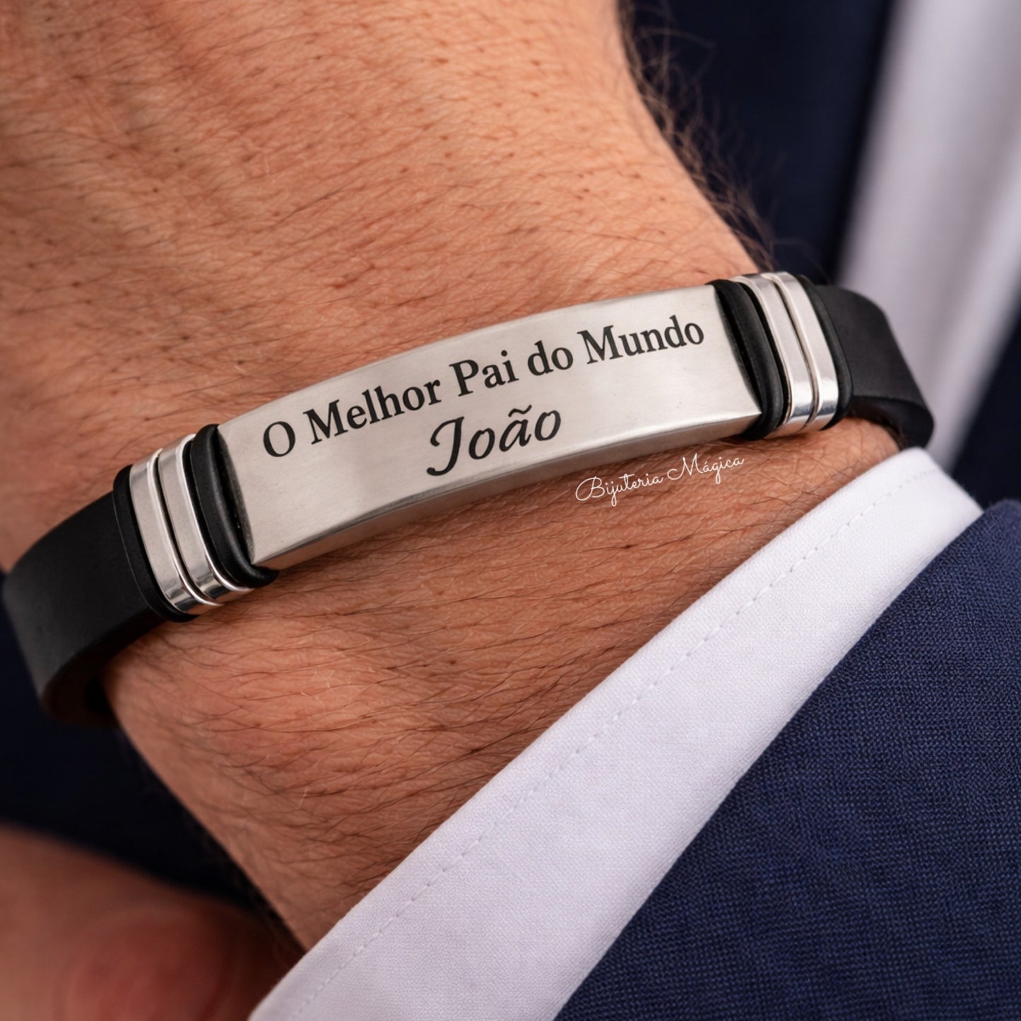 Customizable Best Dad Bracelet – Black Steel