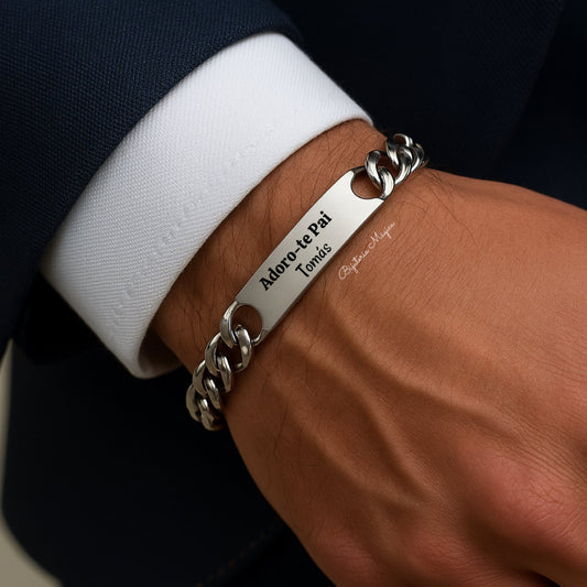 Pulseira Corrente “Adoro-te Pai” – Aço Inoxidável