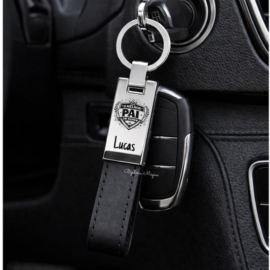 Porta-Chaves Pai Personalizado em Aço e PU