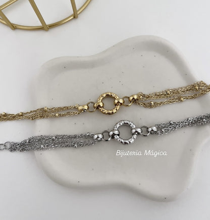 Hammered Circle Steel Bracelet